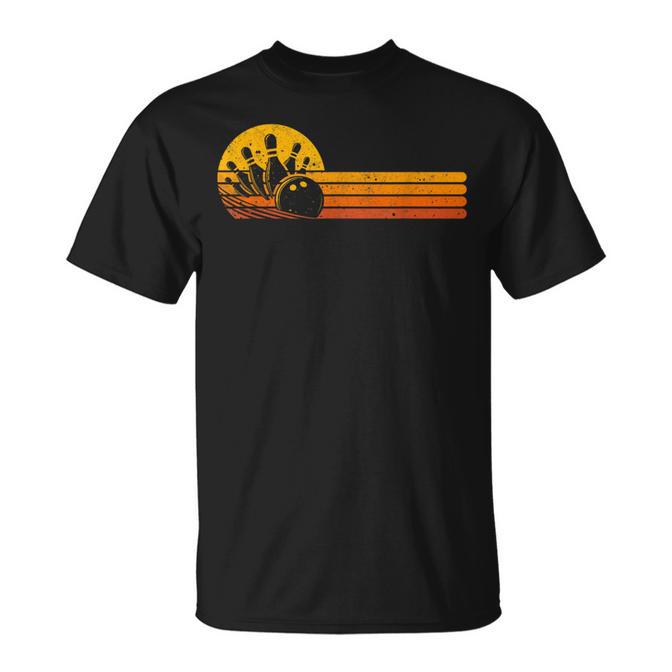 Retro Bowling 70S Bowler Sunset Vintage Bowling Lover T-Shirt
